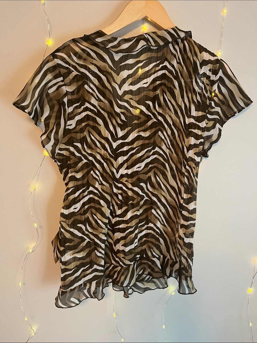 Zebra-Print Wrap Top in Olive and Cream - Picture 3 of 3